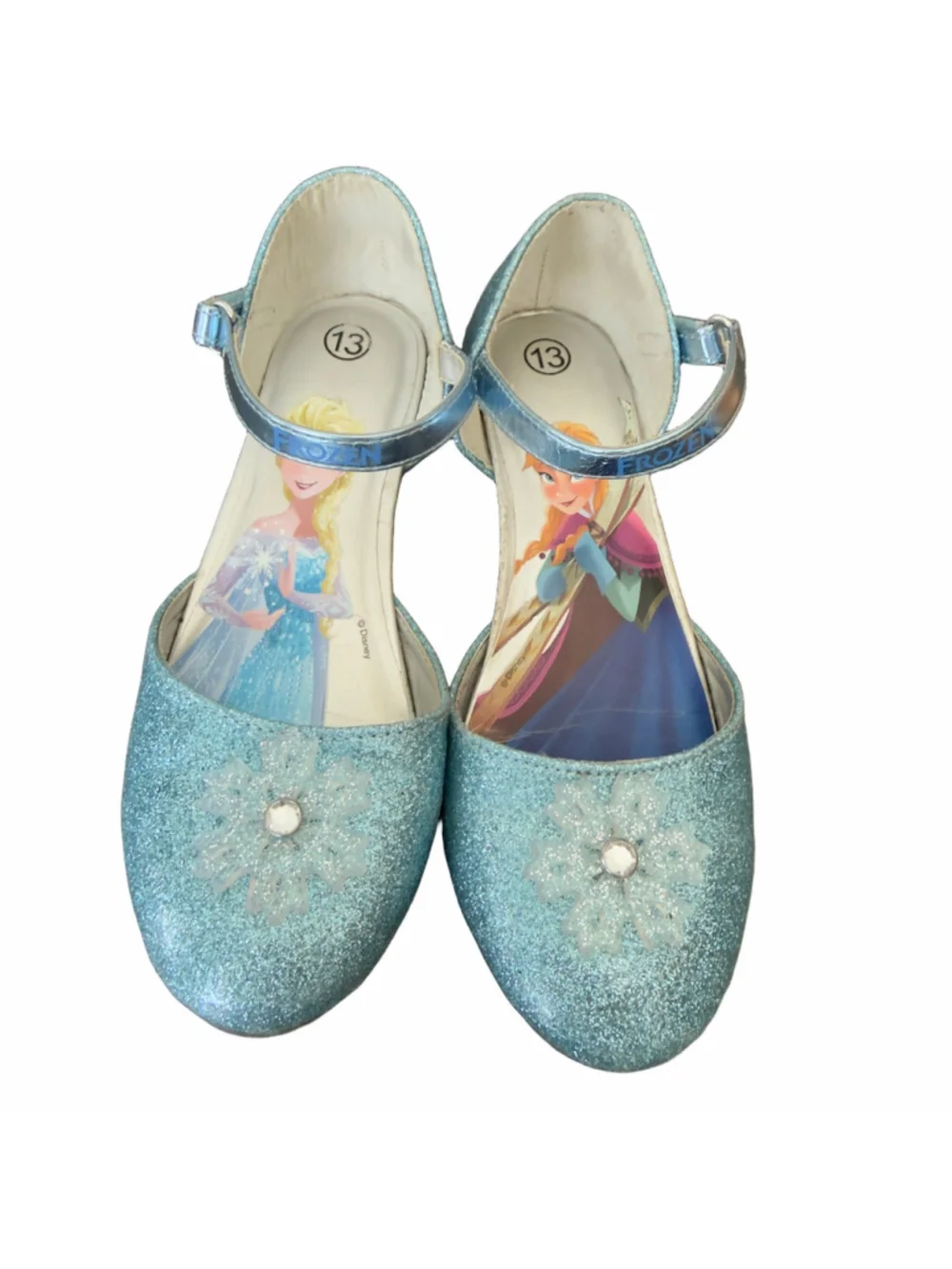 Disney Frozen Elsa & Anna Girls Glitter Princess Dress Up Costume Shoes Size 13